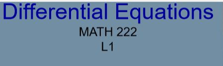 معادلات تفاضلية  Math 222